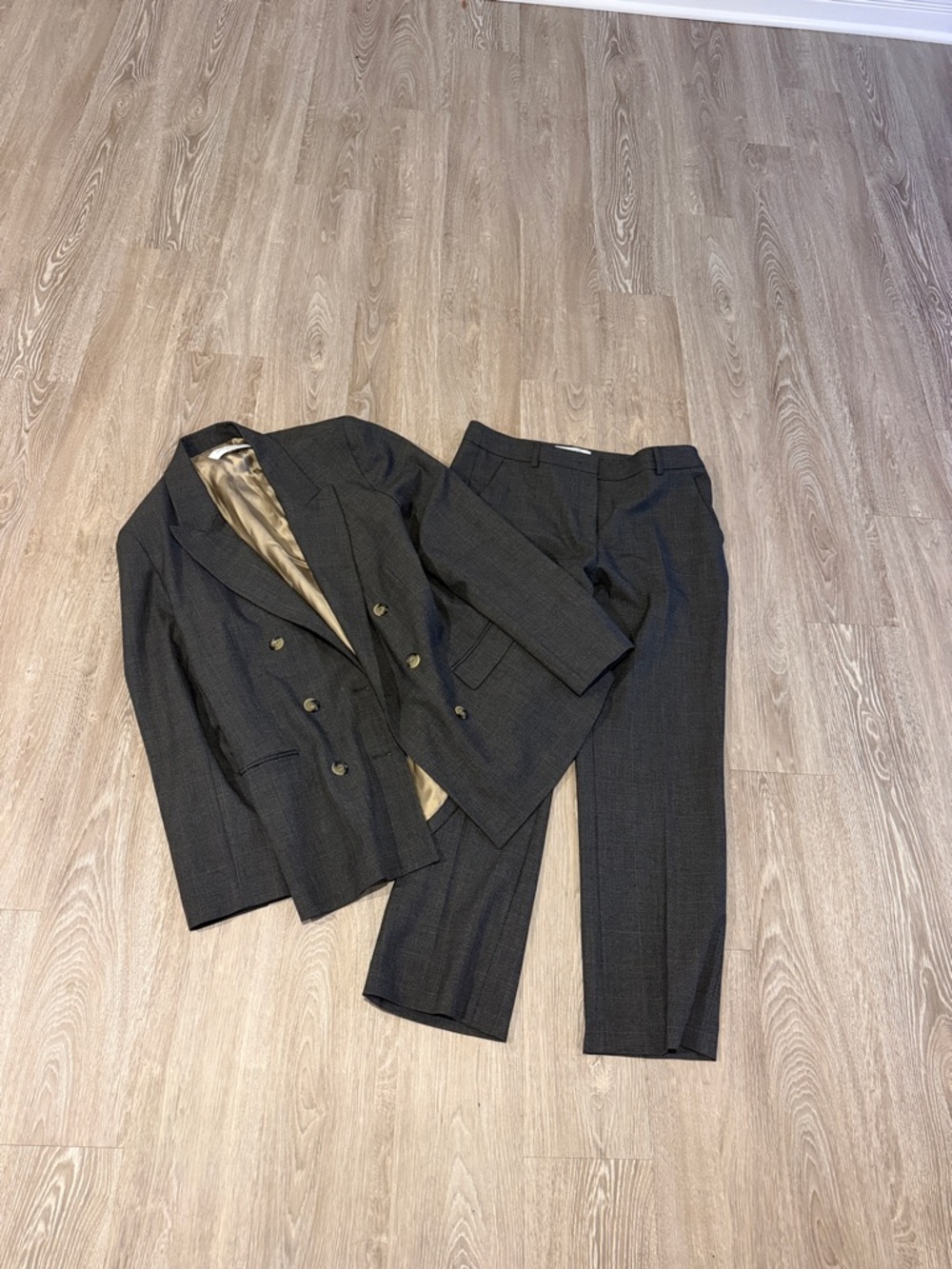 Gerard Darel Charcoal Double-Breasted Blazer and Trousers